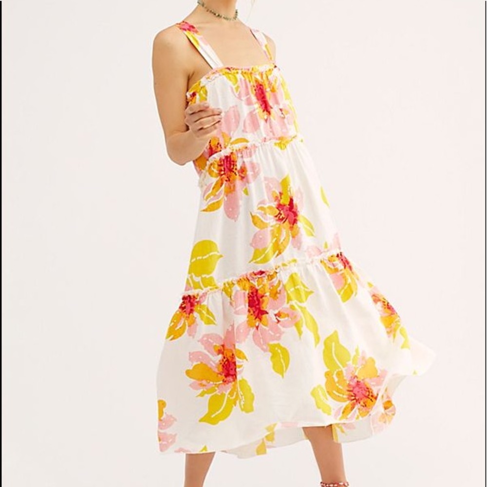 NWT FREE PEOPLE MOONSHINE FLORAL MIDI DRESS SMALL